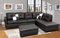 L-Shape Faux Leather Sectional Sofa with Chaise and Ottoman C9390