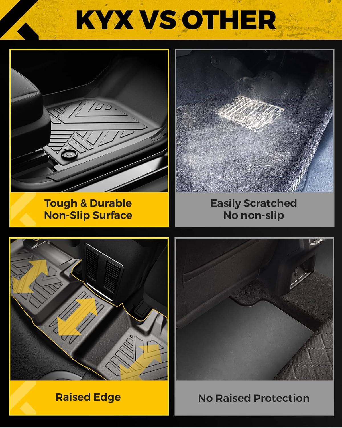 All Weather TPE Black Car Floor Mats Front & 2nd Row N39287