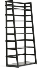 Black 5 Shelf Solid Wood Ladder Shelf Bookcase V613