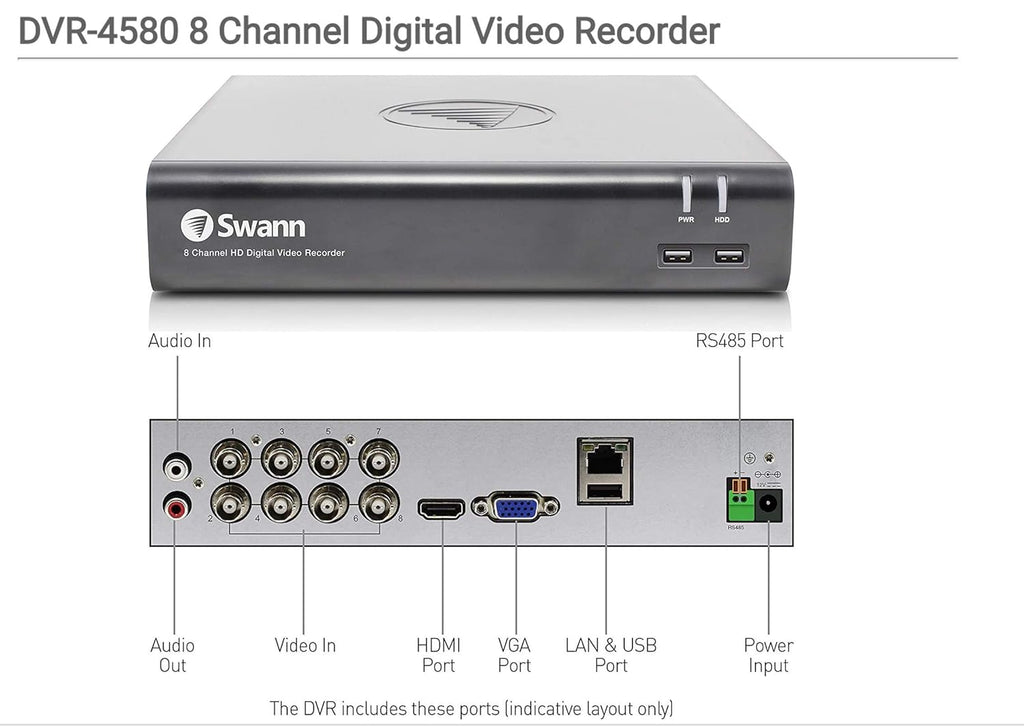 8 Channel 4 Camera Wired 1080p HD DVR 1TB HDD Security System Y9764