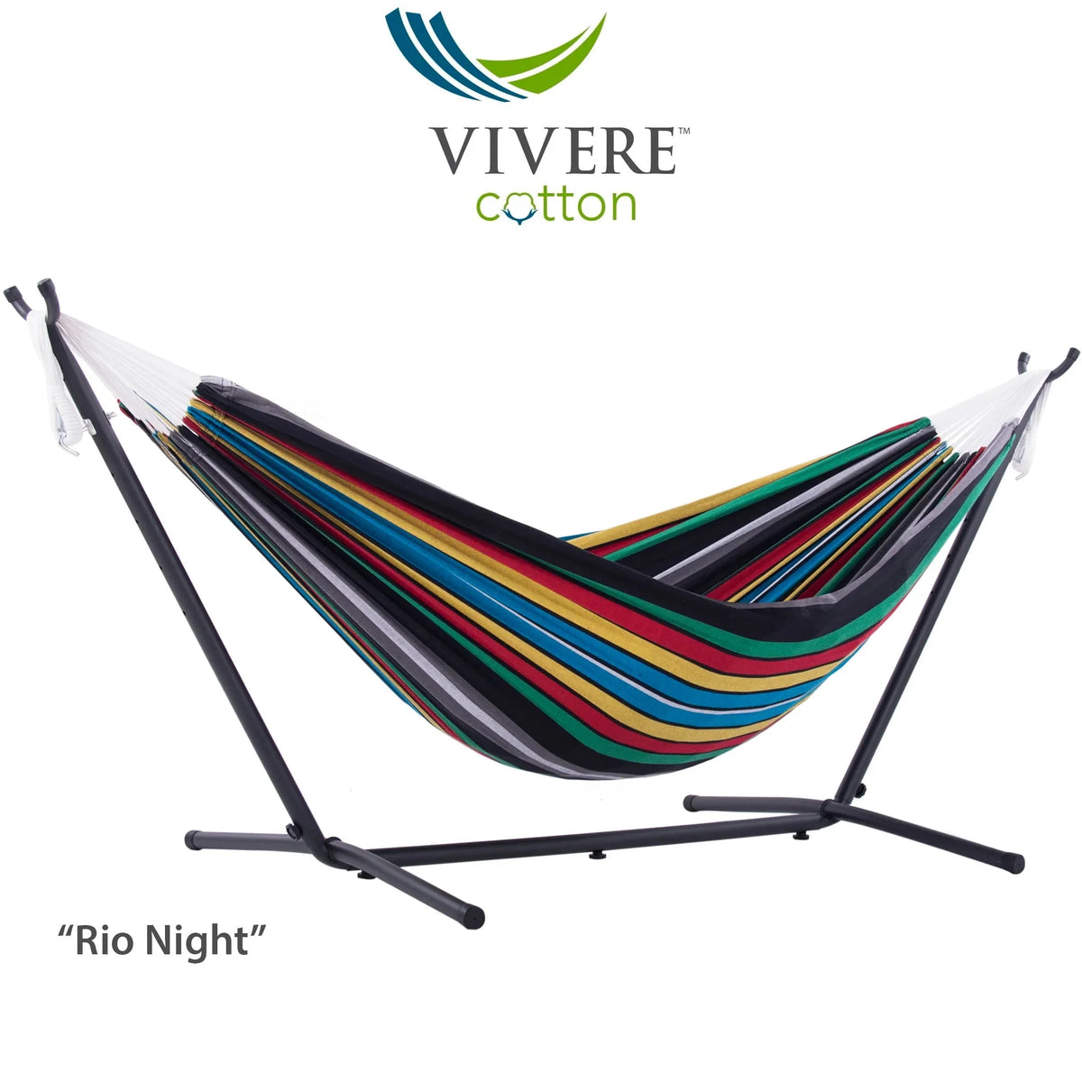 Double Cotton Hammock with Stand and Carry Bag U98987