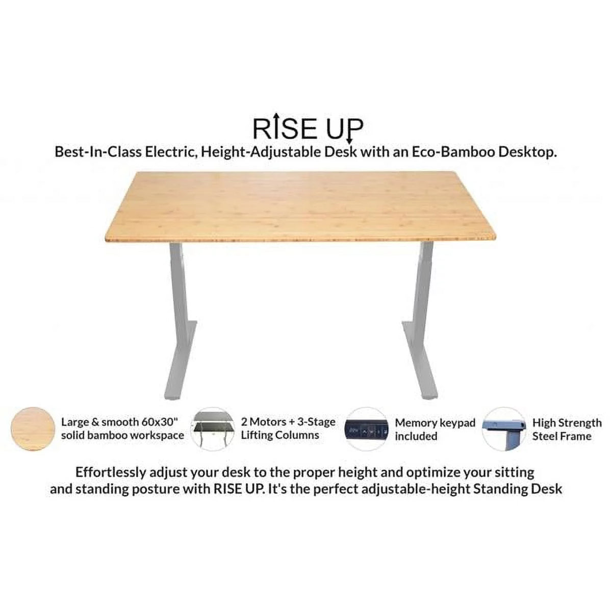 Gray Natural Bamboo Adjustable Computer Desk T769993