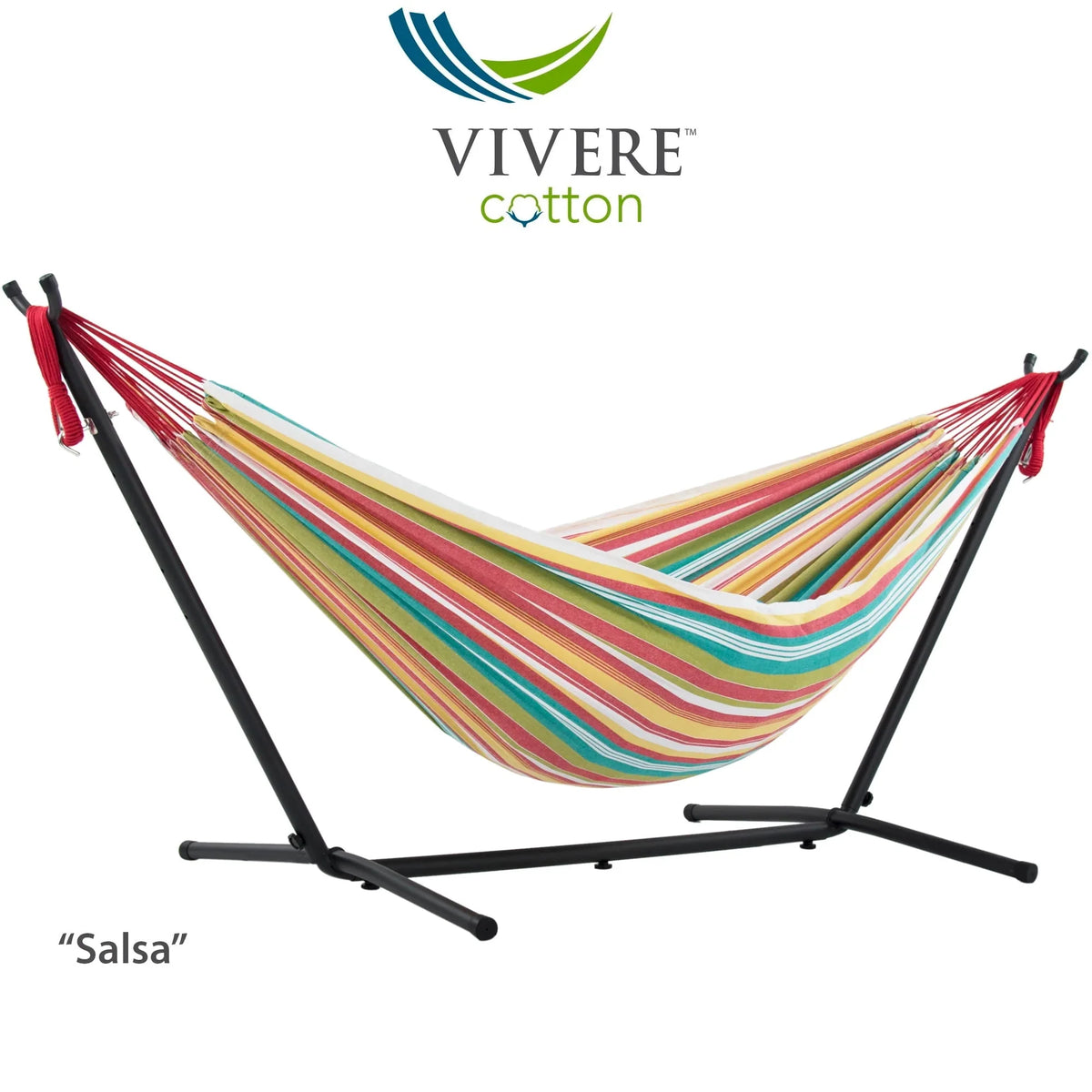 Double Cotton Hammock with Stand and Carry Bag U98987