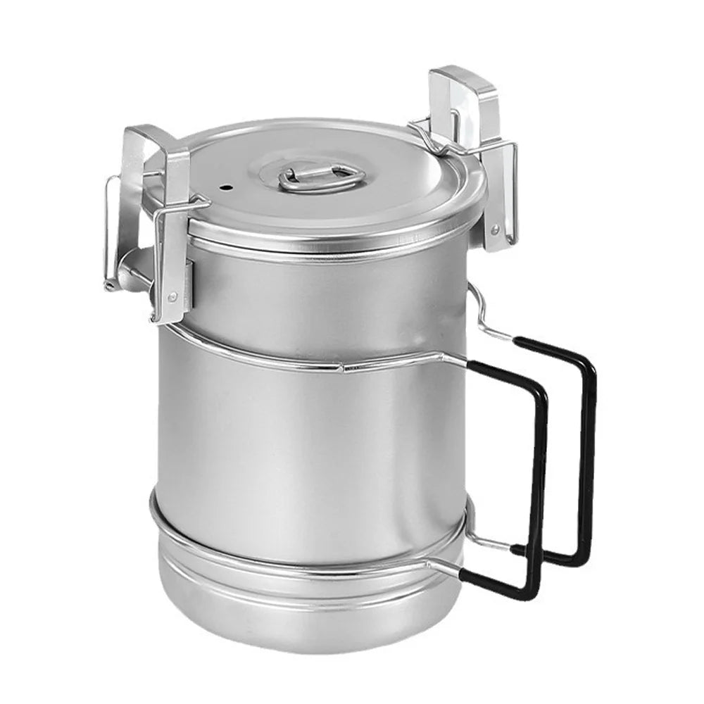 Large Capacity Stainless Steel Camping Cooking Pot with Removable Handle Y85797