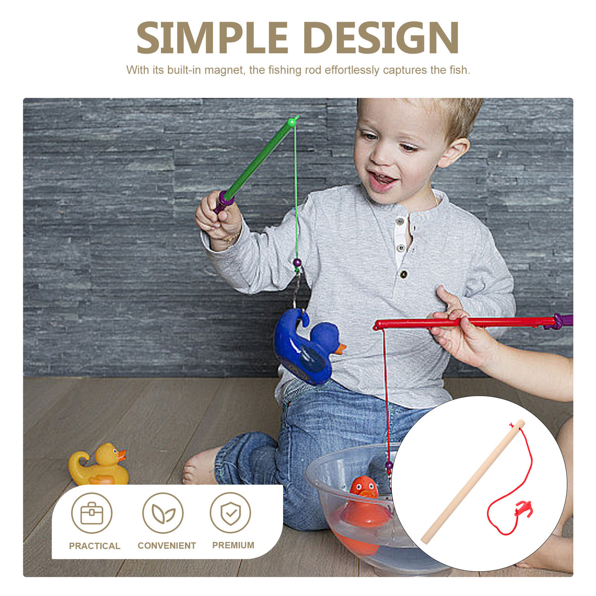 4pcs Wooden Magnetic Fishing Rod Toys O7202