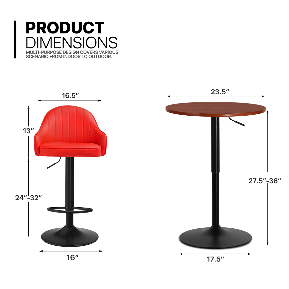 3 Pieces Bar Table and Chair Set with PU Leather Bar Stools W437