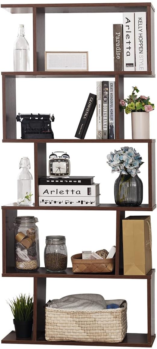 5-Tier White Wooden Bookcase B550