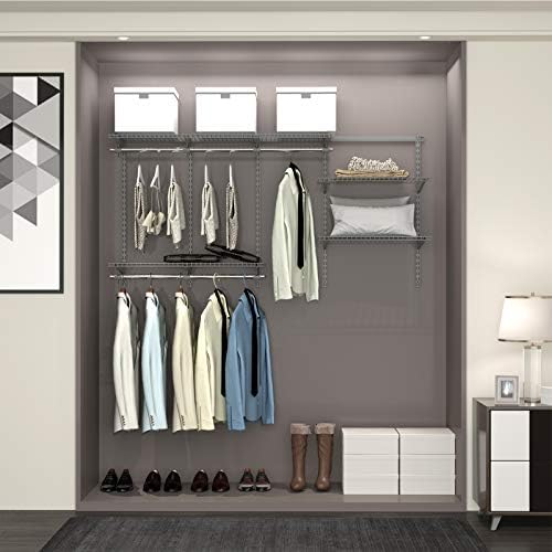 4 to 6 FT Wall-Mounted Closet Organizer Kit with Wire Shelving and Hanging Rods Q2088