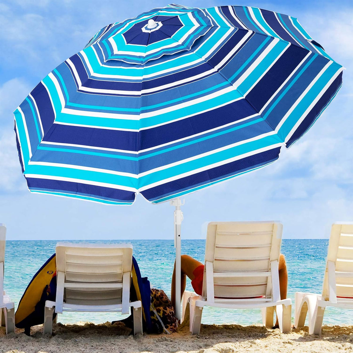 8.5FT Portable Beach Umbrella with Sand Anchor and Carry Bag M834