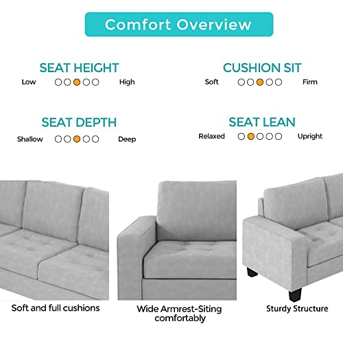 Light Grey L-Shape Sectional Sofa with Storage Ottoman S5152