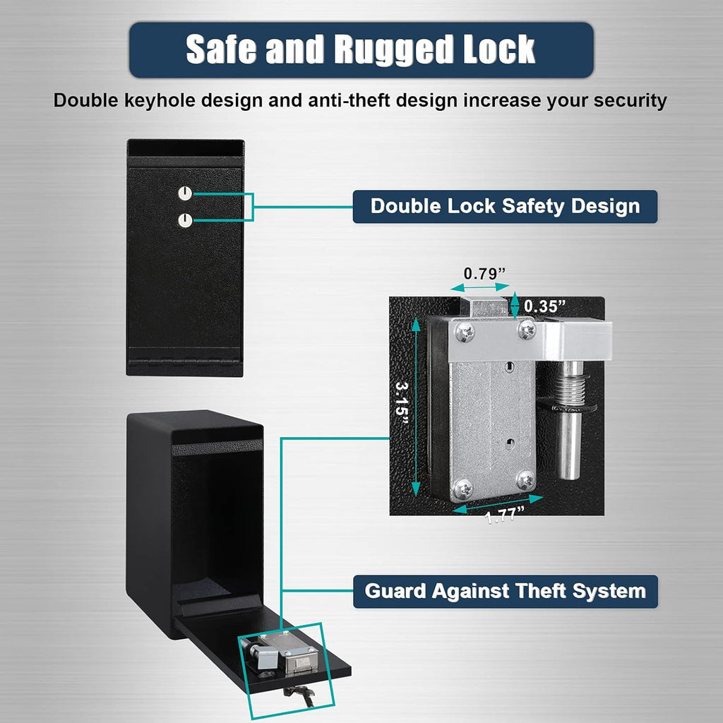Dual Key Lock Anti-theft Drop Slot Steel Safe Matte Black J8438