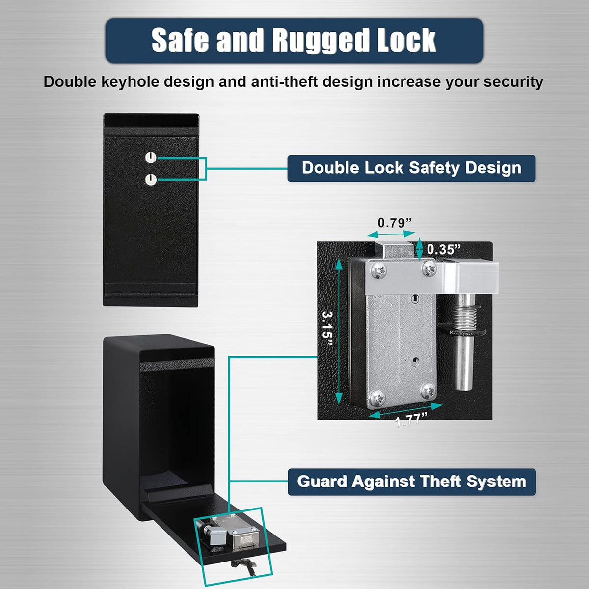 Dual Key Lock Anti-theft Drop Slot Steel Safe Matte Black J8438