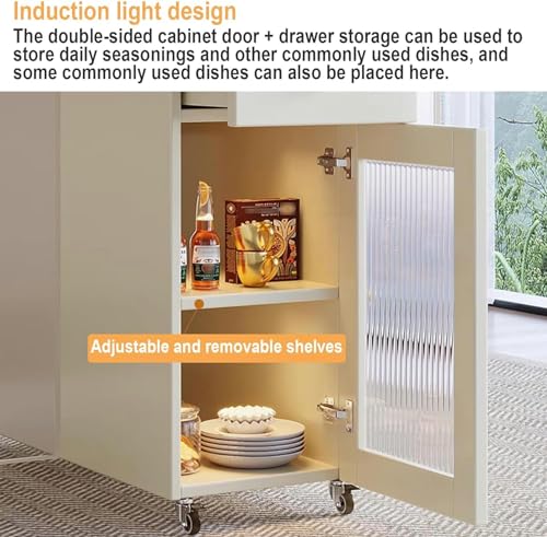 Folding Dining Table with Storage Rack, Drawers, Acrylic Table Legs and Slate Tabletop, 1.5M Q530