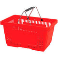 Red Plastic Shopping Basket 28 LITER with Black Plastic Grips Wire Handle T739