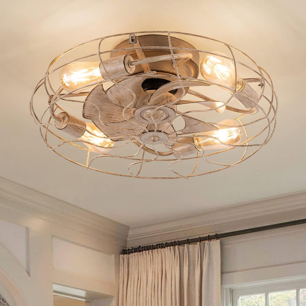 20'' Low Profile Caged Ceiling Fan with Lights Remote Control P68600