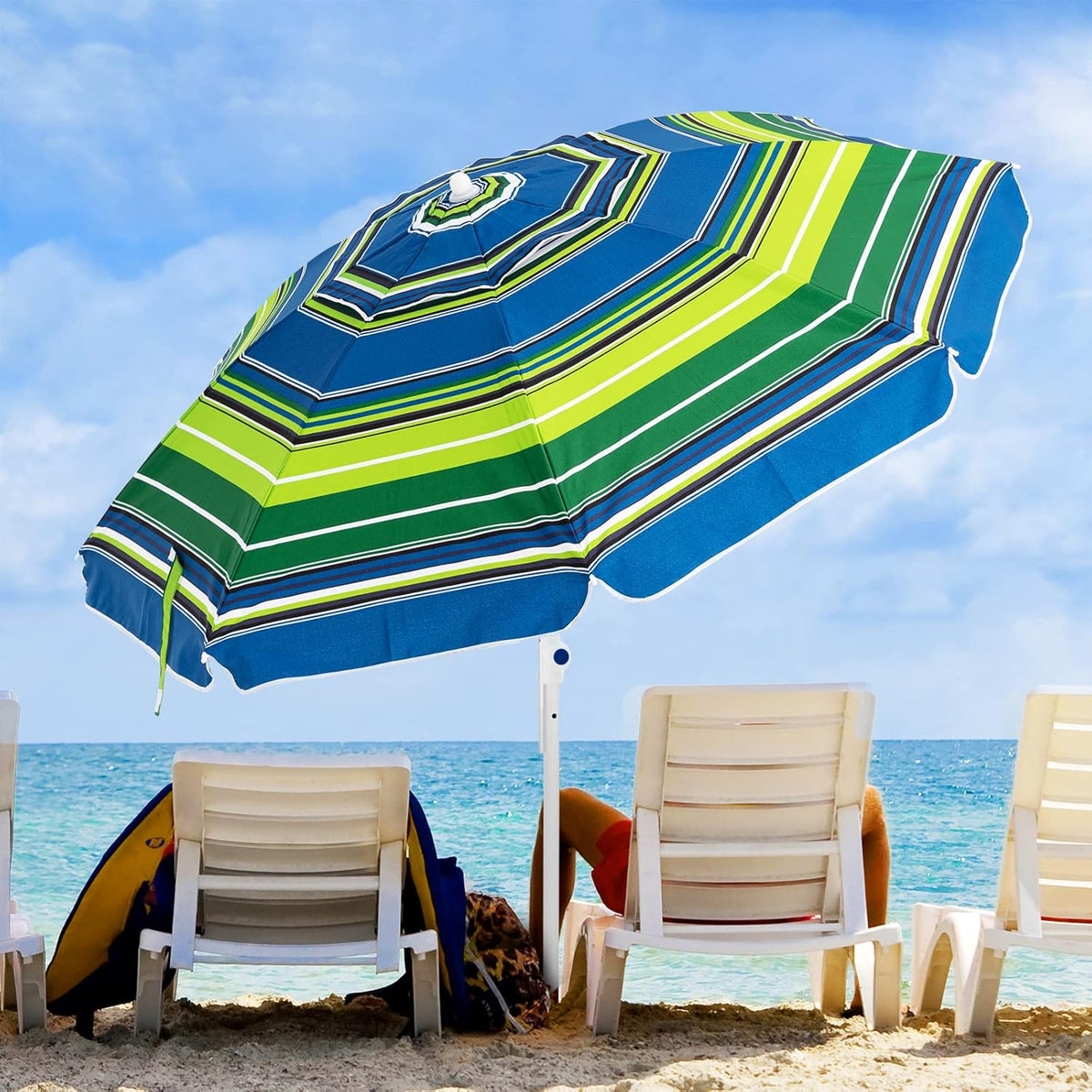 8.5FT Portable Beach Umbrella with Sand Anchor and Carry Bag M834