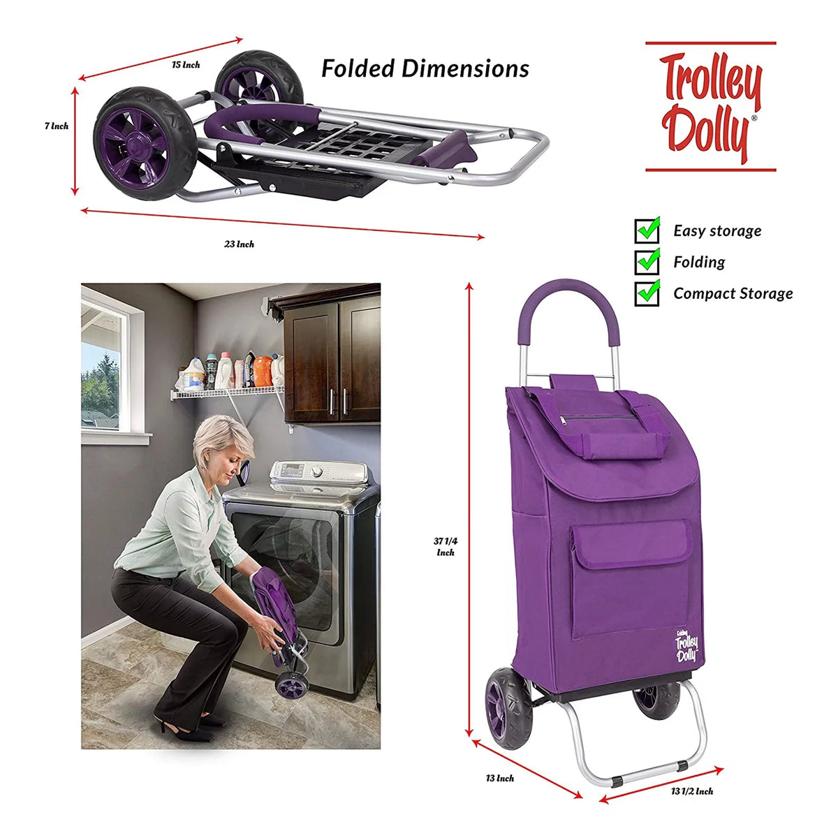 Purple Foldable Shopping Cart N2487
