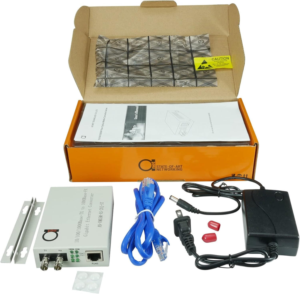 Gigabit Fiber Media Converter ST to UTP Cat5e Cat6 RJ-45 Y5955