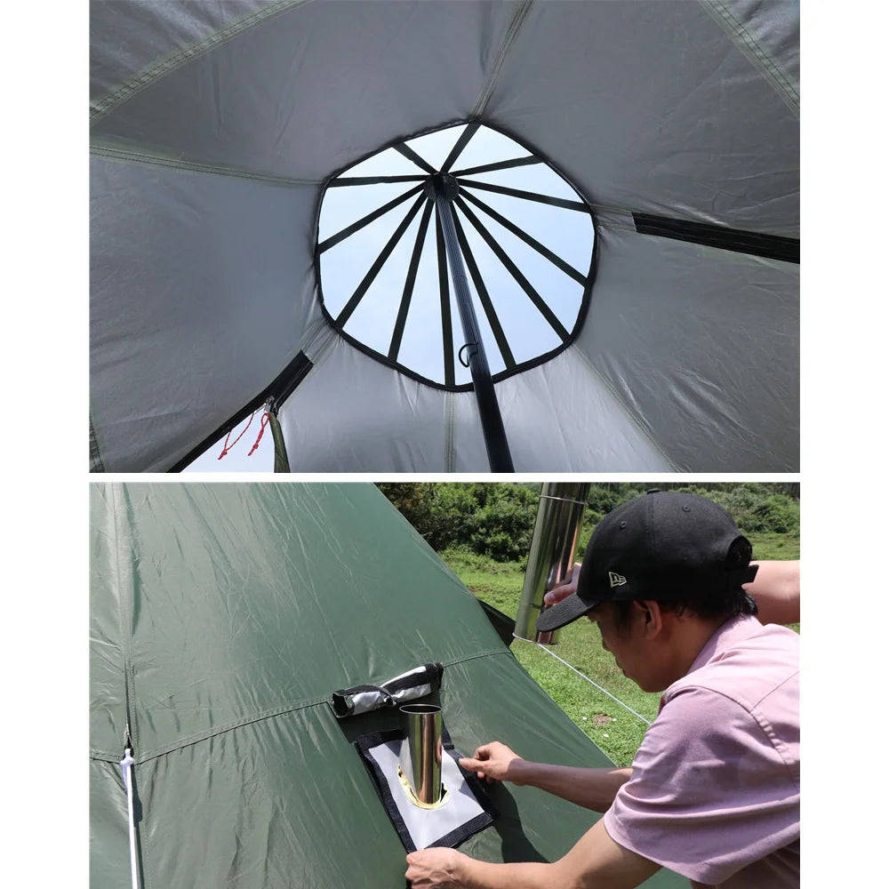 Green Pyramid Tent With Stove Jack Q3977