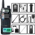 Ham Radio Handheld Walkie Talkies UHF VHF Dual Band 2-Way Radio Full Kit with Extra 3800mAh Battery, Earpiece and Programming Cable Pack of 2 O392