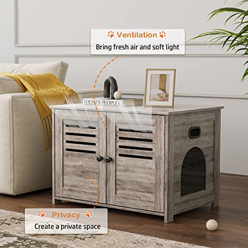 Espresso Wooden Litter Box Enclosure with Double Rooms, 47.2" S593