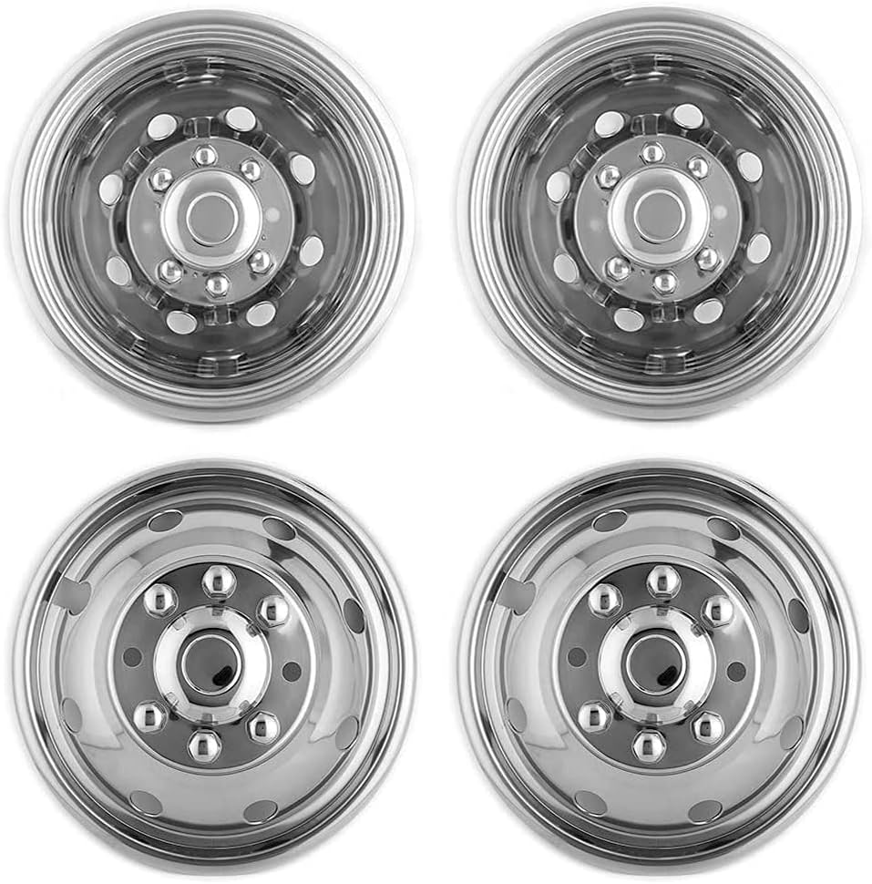 4pc 16 Polished Stainless Steel Dually Wheel Simulator C681