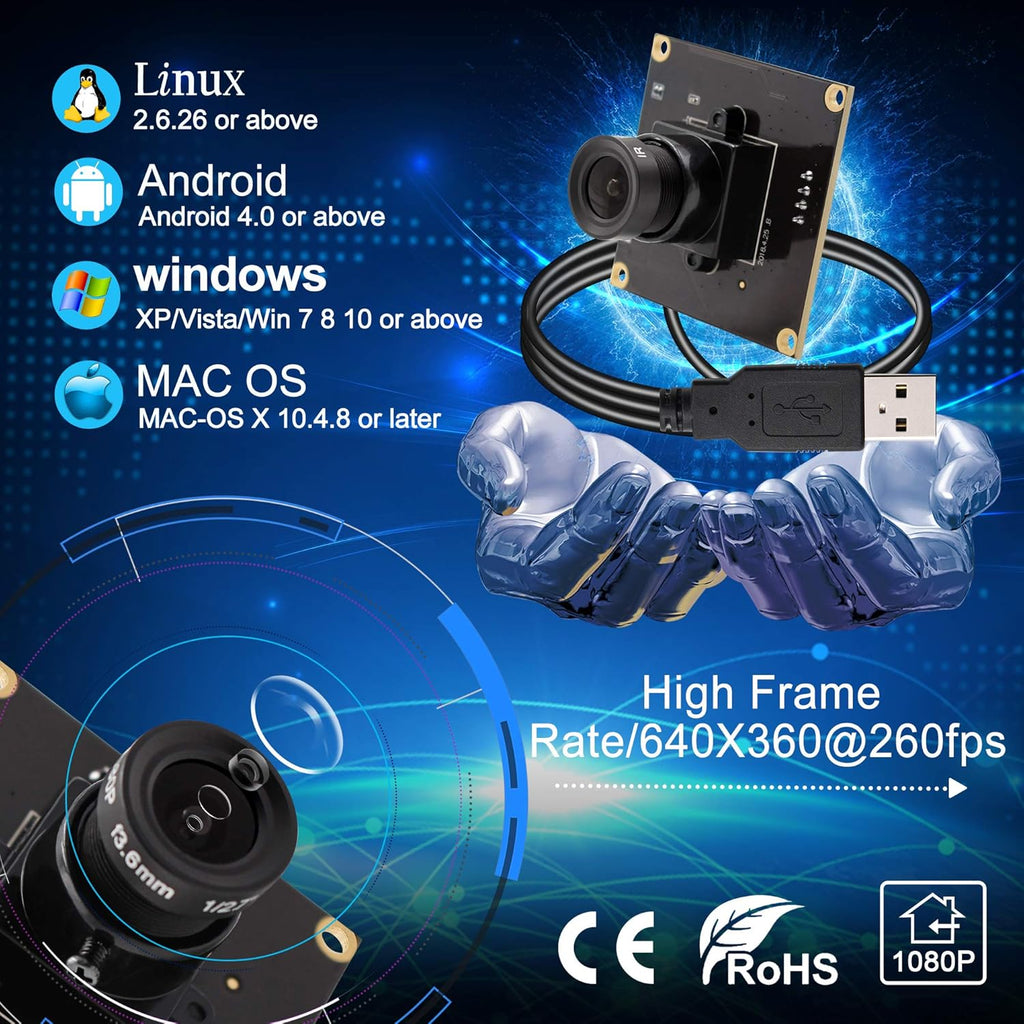 USB 2MP Web Camera Module 640x360 260fps 1080P B126