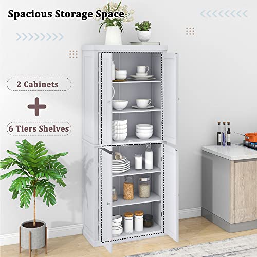 White 72.4-inch Tall Storage Cabinet with 4 Doors and Adjustable Shelves F71606