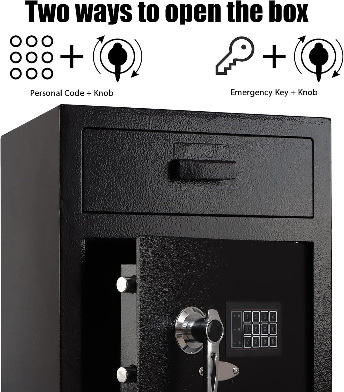 Dual Key Lock Anti-theft Drop Slot Steel Safe Matte Black J8438