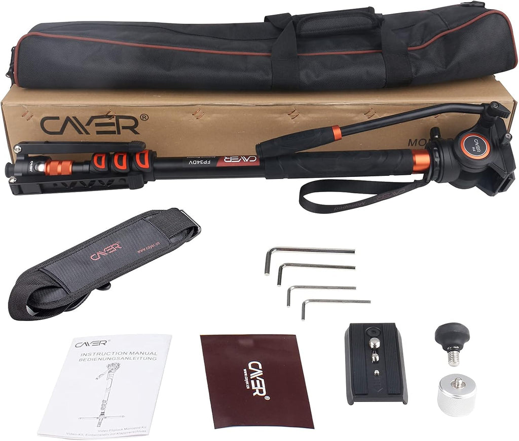 Lightweight Aluminum 71 inch Camera Monopod with Pan Tilt Fluid Head and Tripod Base I99790