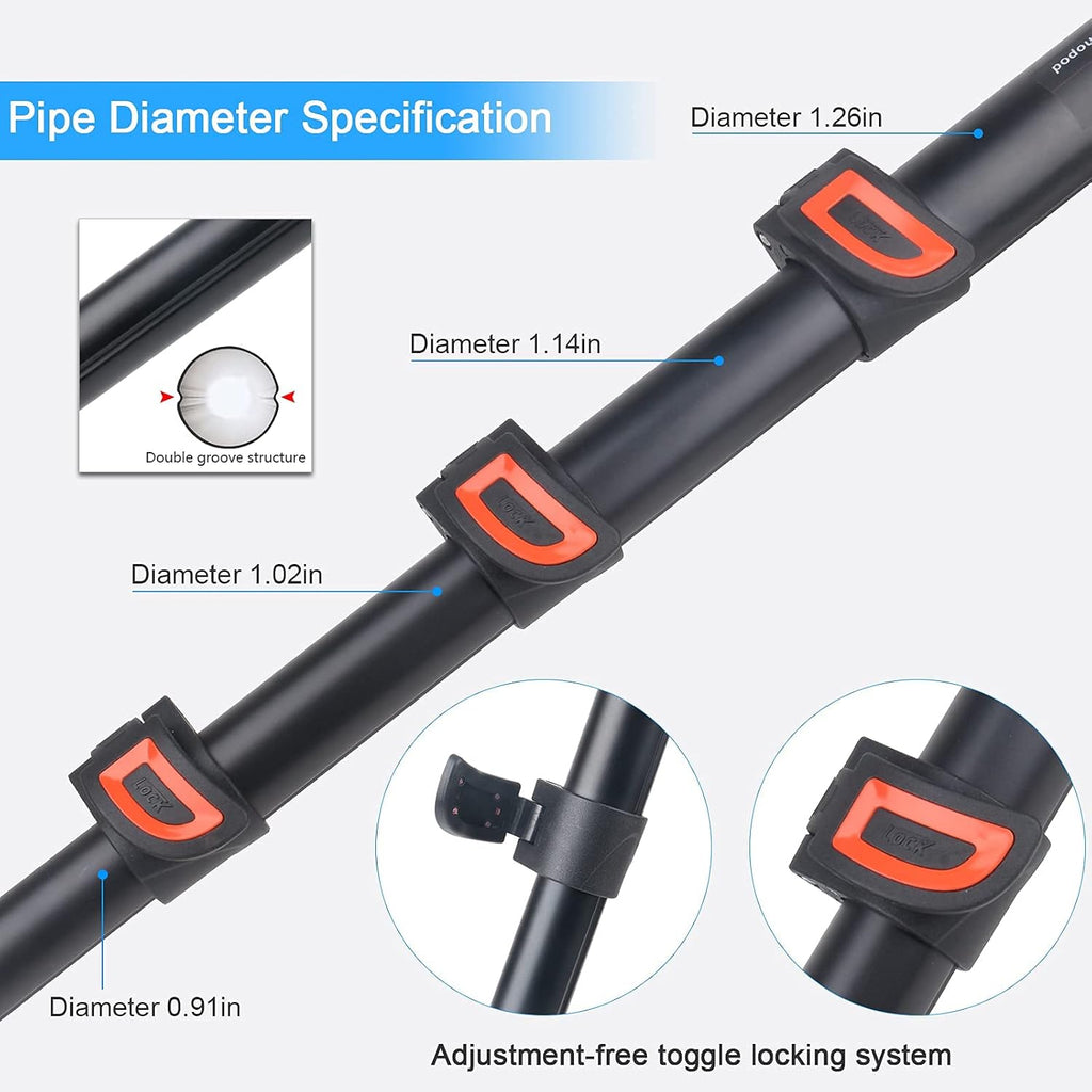 Lightweight Aluminum 71 inch Camera Monopod with Pan Tilt Fluid Head and Tripod Base I99790