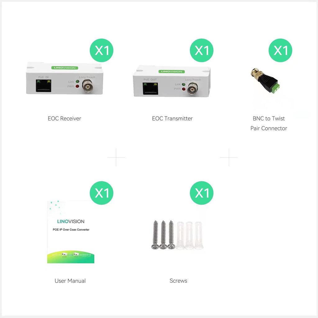 POE Over Coax EOC Converter IP Over Coax Max 3000ft P9087