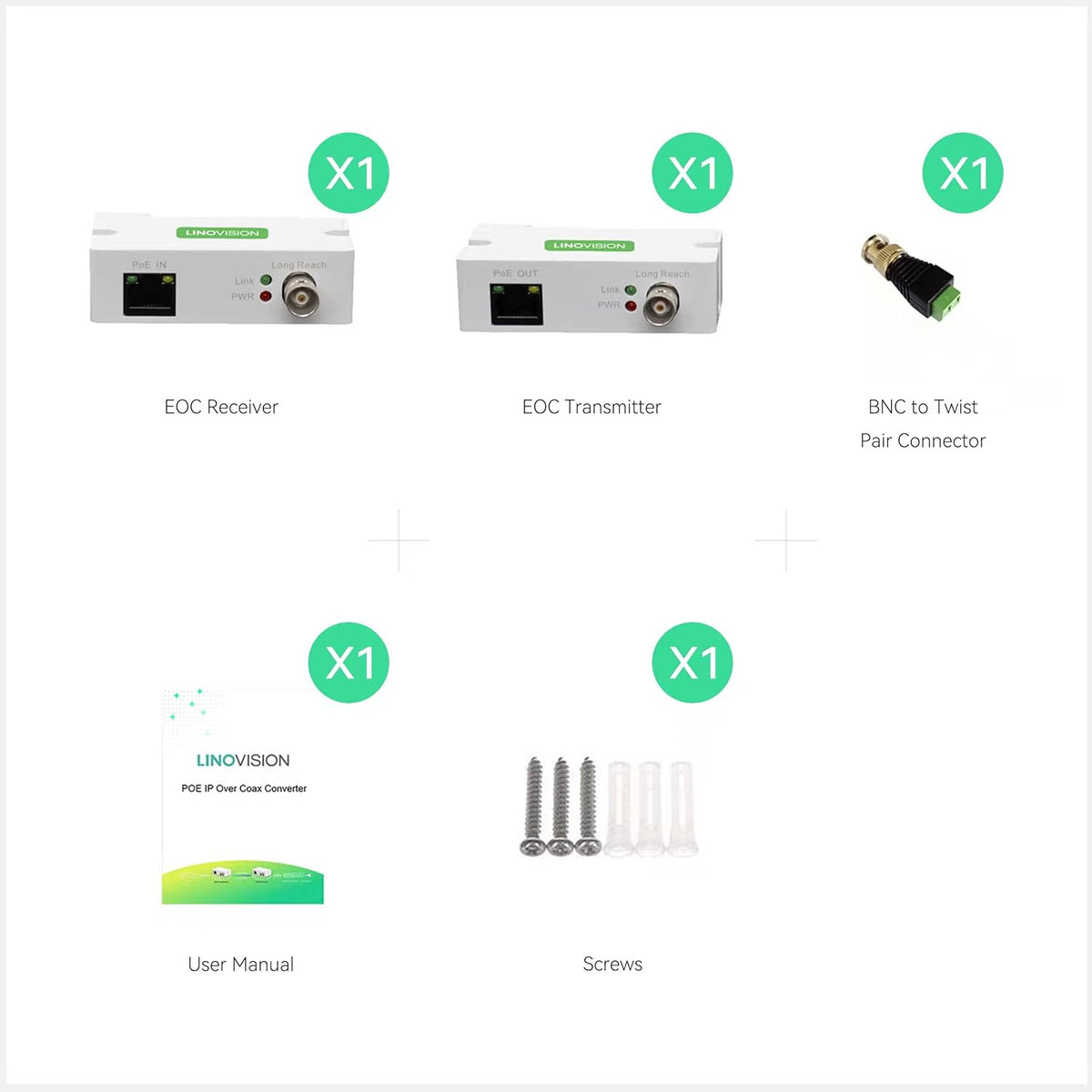 POE Over Coax EOC Converter IP Over Coax Max 3000ft P9087