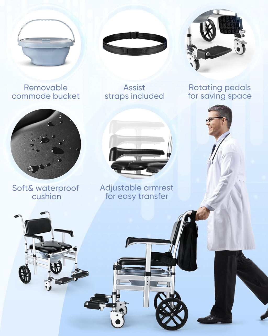 Folding Shower Chair with Wheels U2944