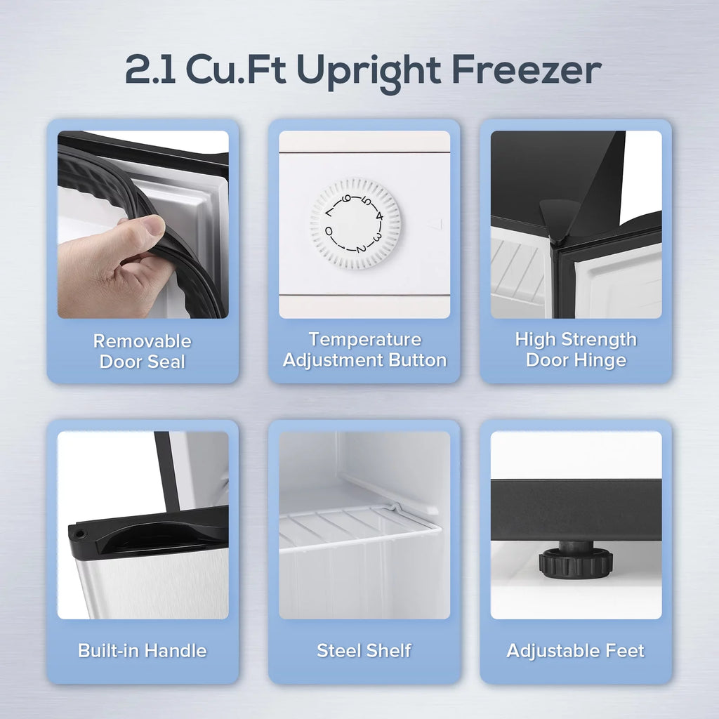 Mini Freezer Countertop 2.1 Cu.Ft Compact Upright Freezer with Reversible Door (Silver) A59141
