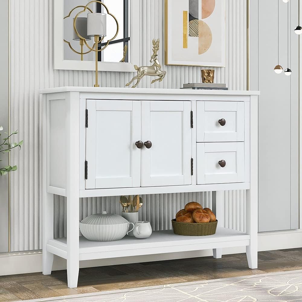 Green Wood Console Table with 2 Drawers C715927