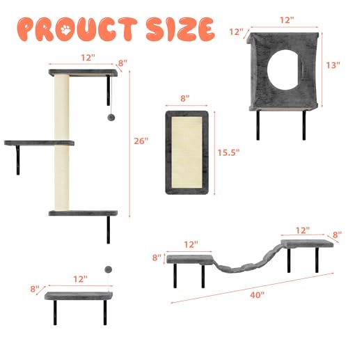 White 6 Pcs Cat Wall Shelves Set R129