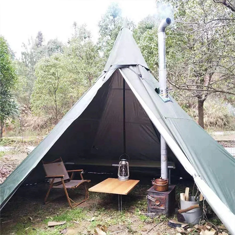 Green Pyramid Tent With Stove Jack Q3977