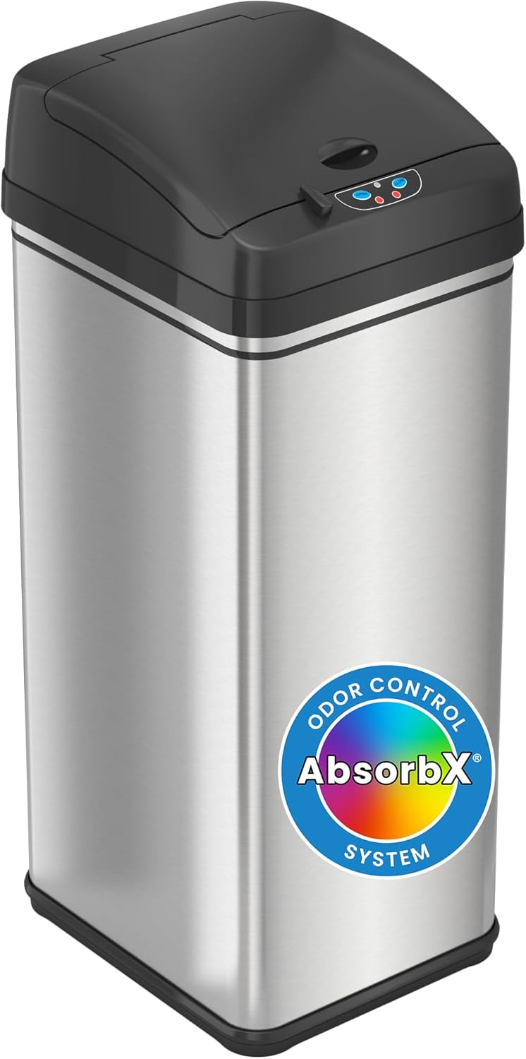 13 Gallon Stainless Steel Automatic Garbage Can A219