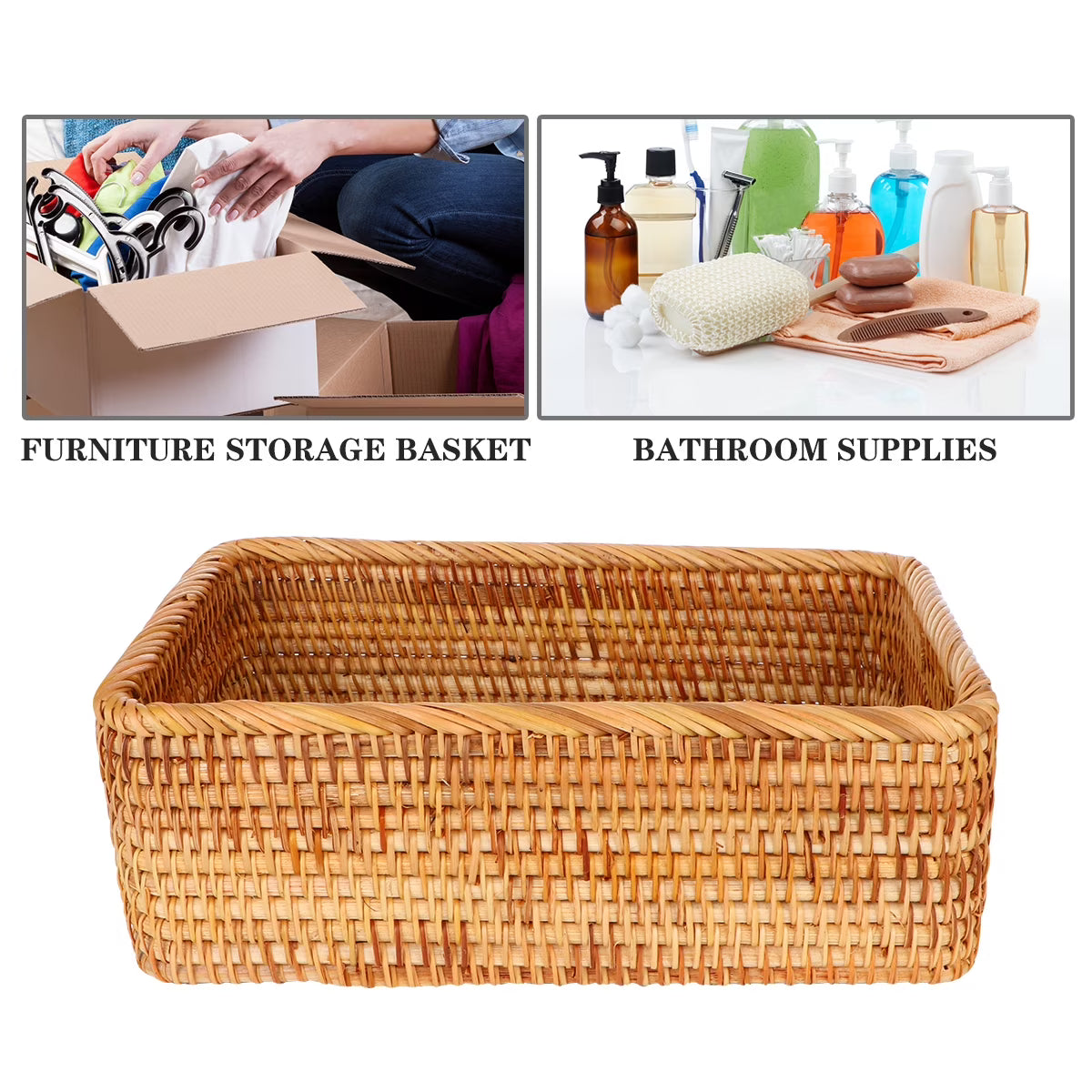 Wicker Basket with Lid Storage Boxes B194290