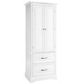 White 62" Floor Storage Cabinet with 2 Large Drawers and Adjustable Shelves U178