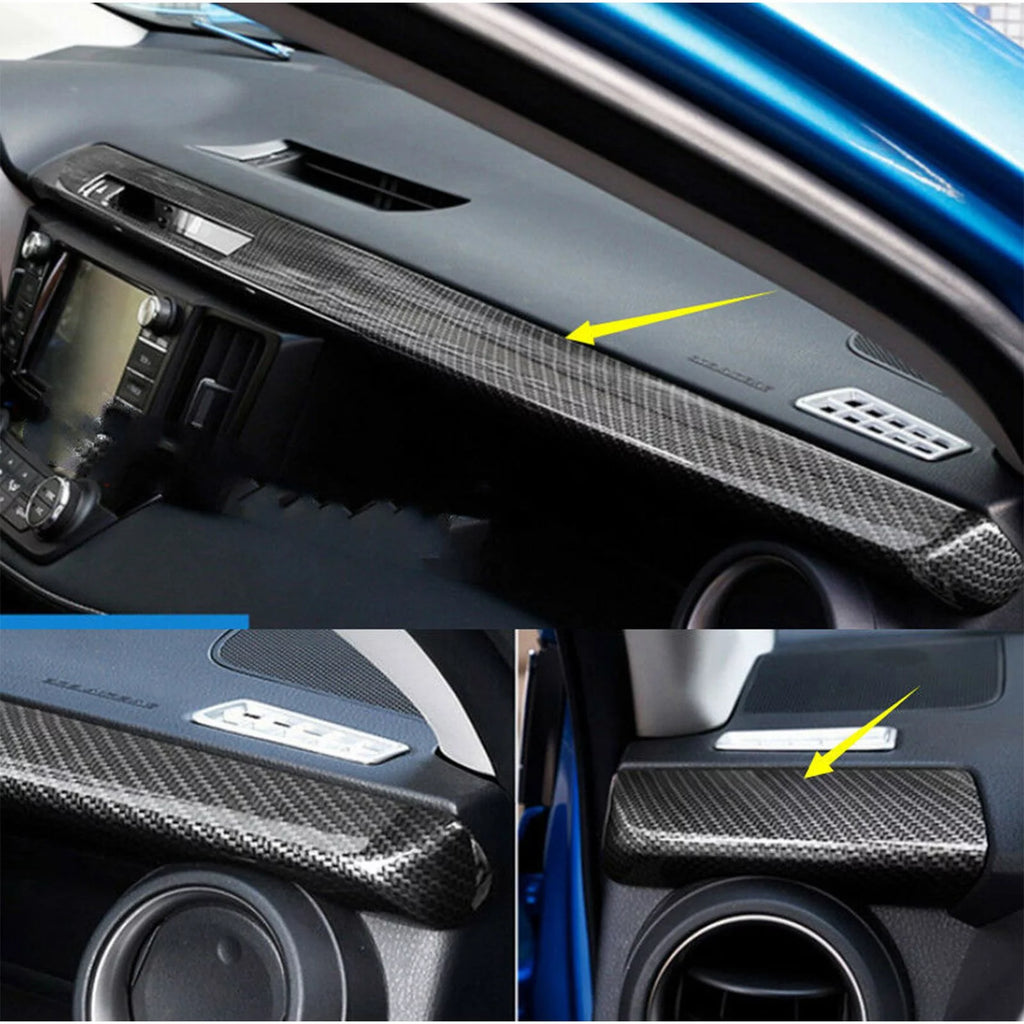 2pcs ABS Carbon Fiber Dashboard Console Panel Cover Trim R441