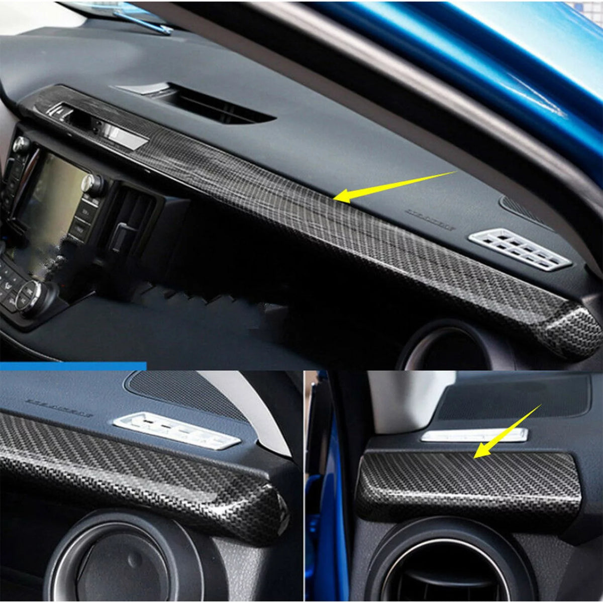 2pcs ABS Carbon Fiber Dashboard Console Panel Cover Trim R441
