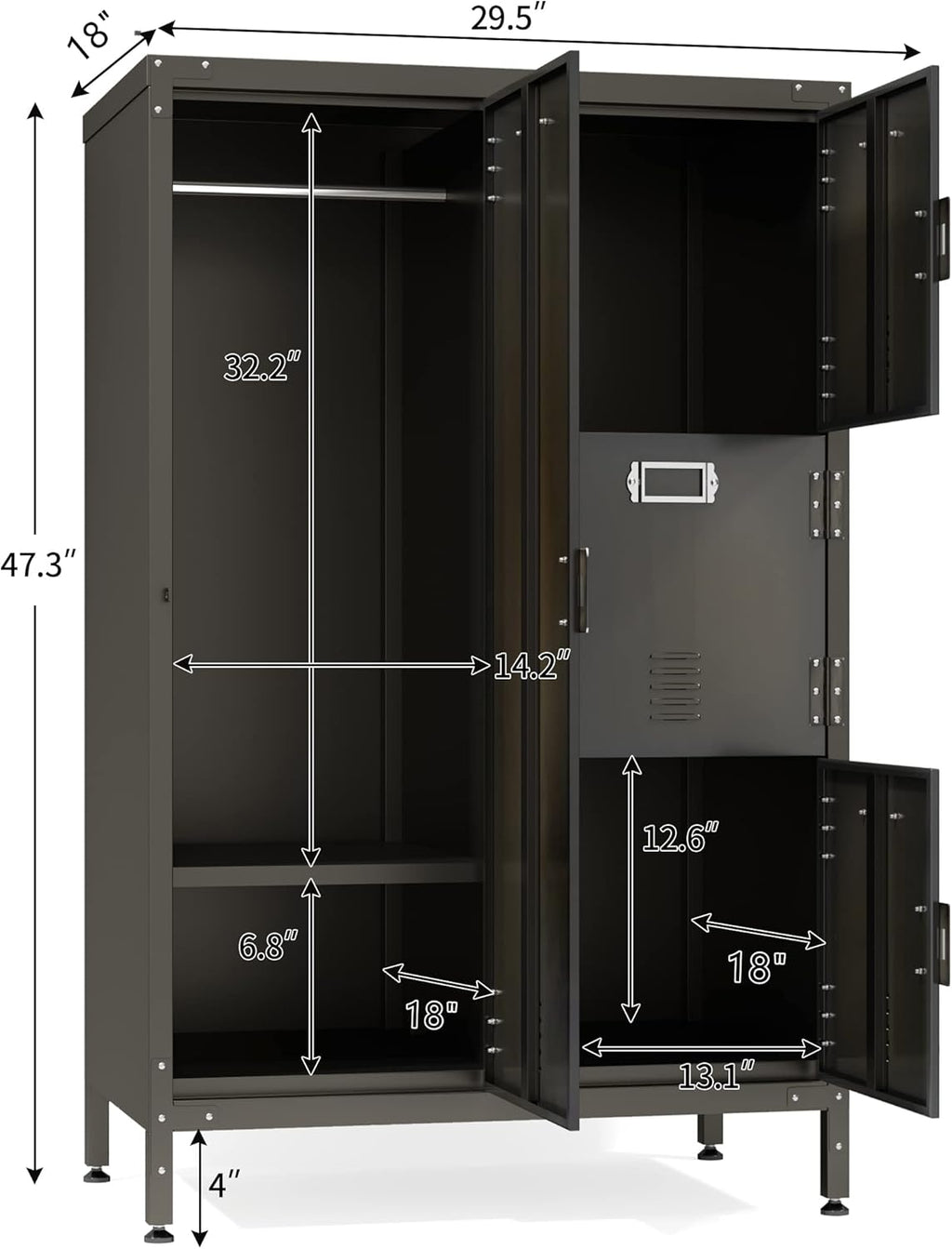 Metal Locker Storage Cabinet with Shelves and 6 Lockable Doors X20261