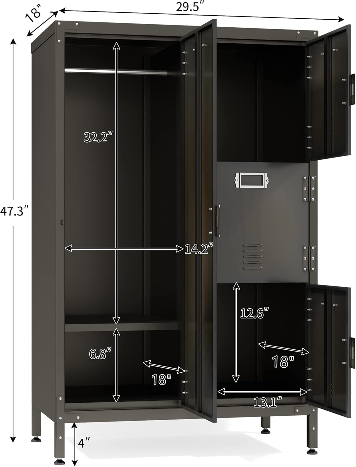 Metal Locker Storage Cabinet with Shelves and 6 Lockable Doors X20261