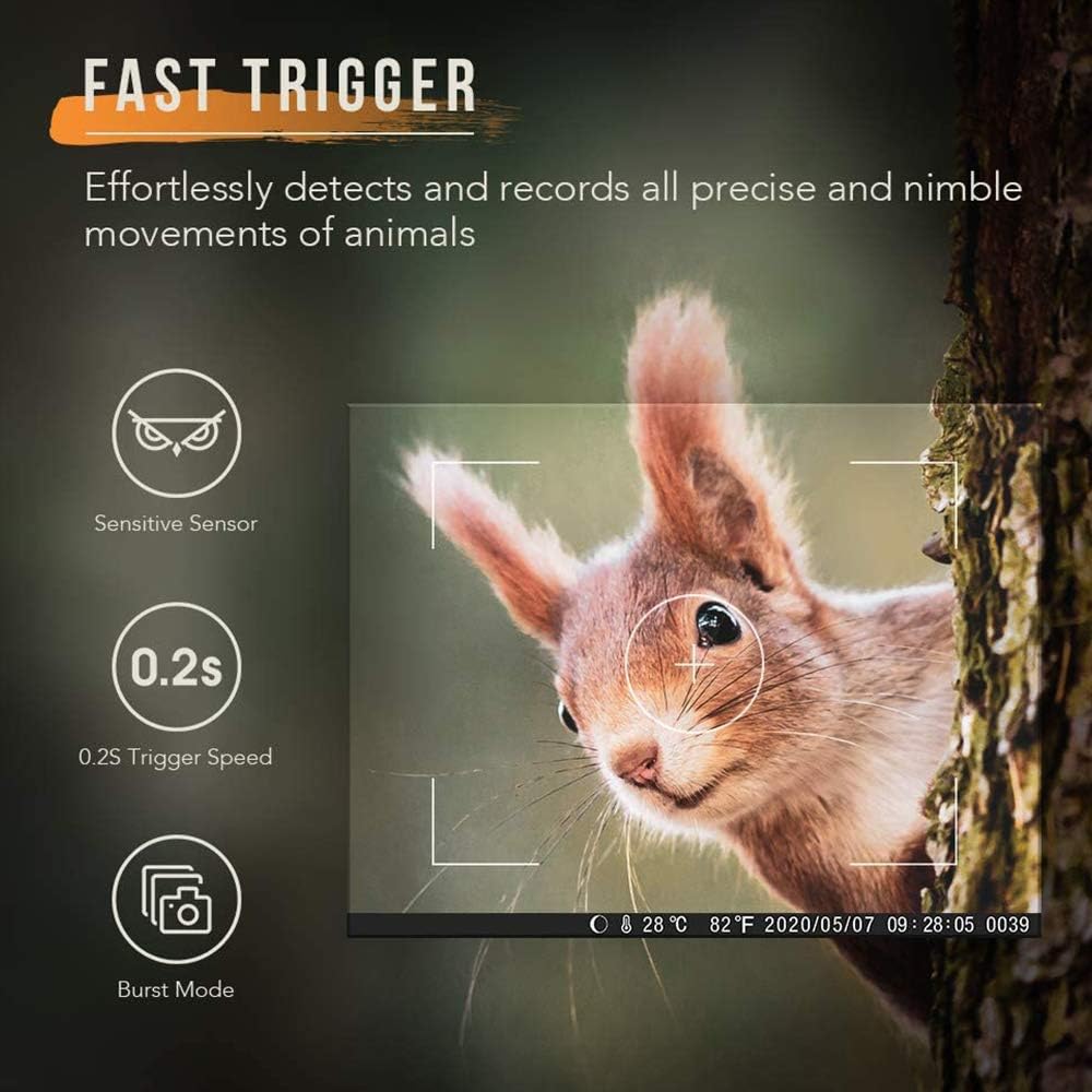 4K 20MP Night Vision 120° Wide Angle Hunting Camera with Solar Panel and 32GB Card A146335