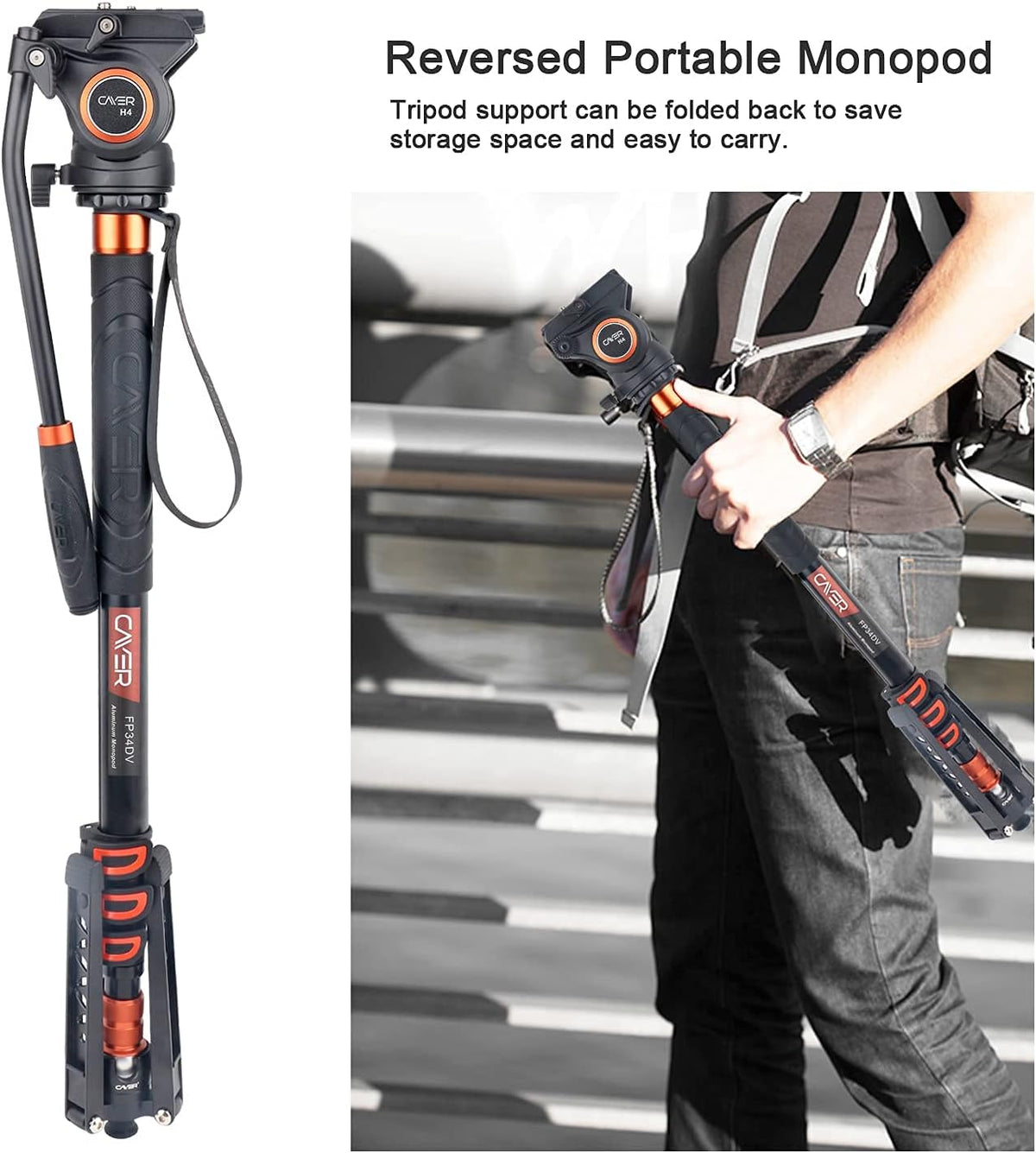 Lightweight Aluminum 71 inch Camera Monopod with Pan Tilt Fluid Head and Tripod Base I99790