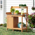 Wooden Potting Bench Table with Cabinet U7804