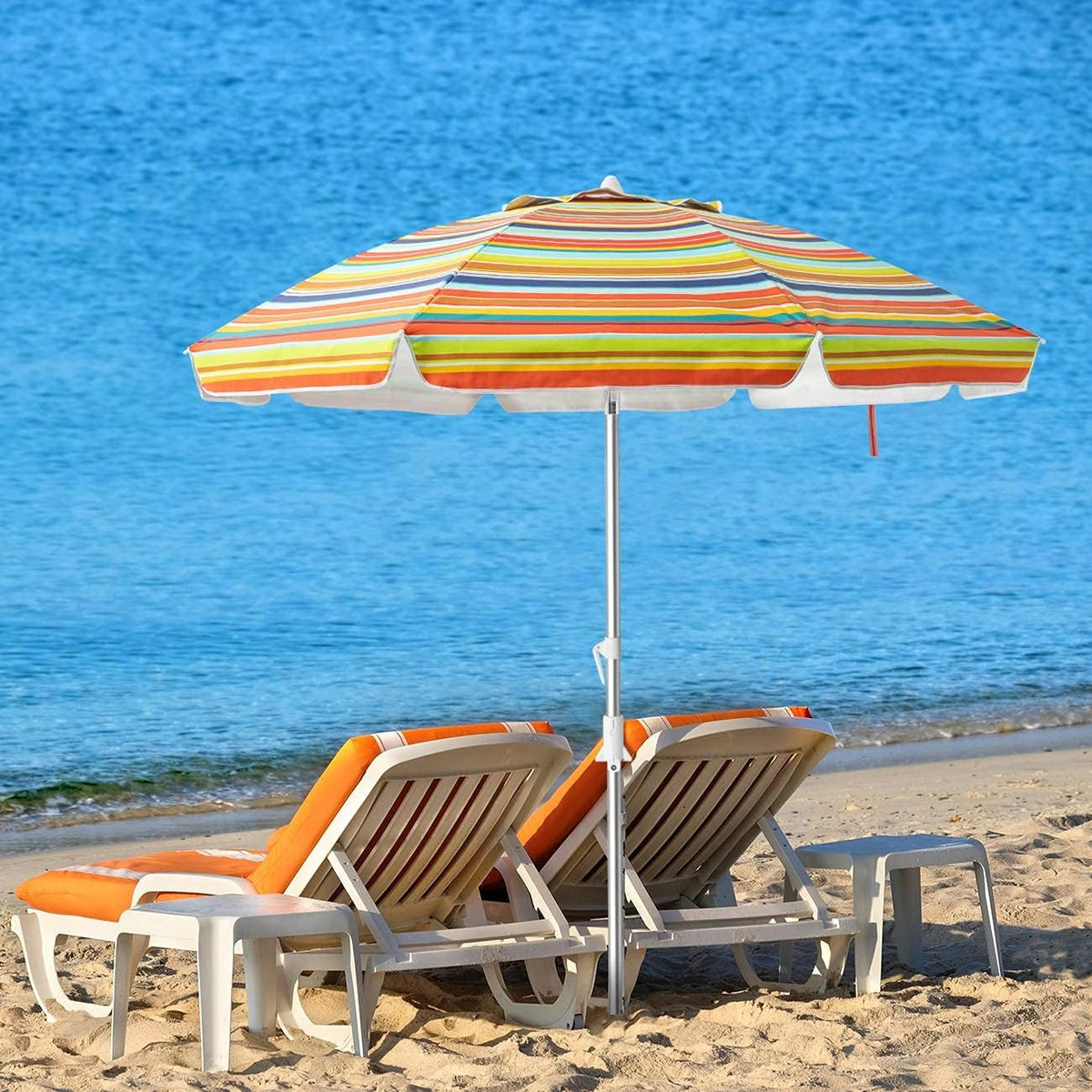 8.5FT Portable Beach Umbrella with Sand Anchor and Carry Bag M834