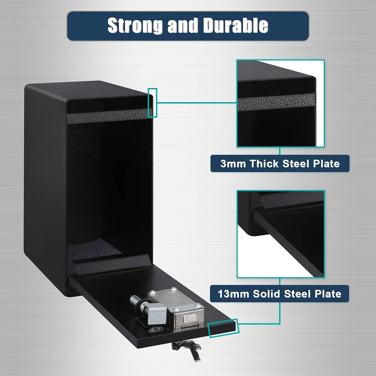 Dual Key Lock Anti-theft Drop Slot Steel Safe Matte Black J8438